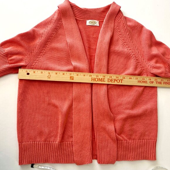 Talbots Coral Open Front Cardigan Sweater Short Sleeve Lightweight Knit - Picture 4 of 5